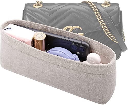 MTRSUE Original Samt Taschen Organizer Einsatz für Tragetasche, perfekter Handtaschen Organizer Einsatz mit Metallreißverschluss für GG Marmont (Miniatur) Cover
