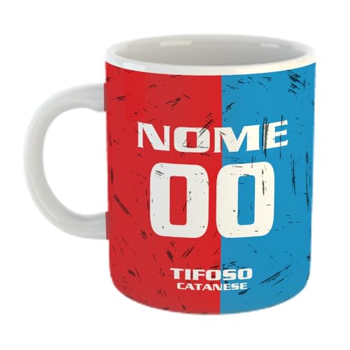 Tazza Tifoso Calcio Serie A Tifoso Catania Personalizzata con nome e numero Misura 23x11 in Ceramica Sublimatica