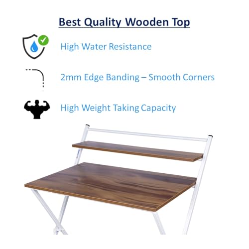 Image of BLUMUNO X-Plus Office Table for Sturdy Work Table for Home, Study, Office & Work from Home Setup I Foldable /No Assembly Required I Multipurpose Table (Posh Wooden Finish)