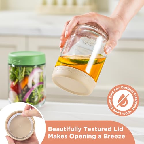 DRKIO 16 Oz Glass Overnight Oats Containers with Lids Chia Pudding Jars
