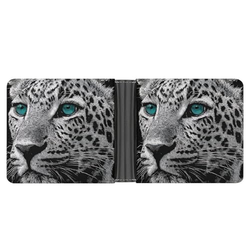 Leopard with Green Eyes Soft PU Leather Bifold Wallet, Coin Purse Credit Pass Case, Durable Card-Holder Slim Billfold for Men Woman Money Storage3