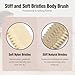 2 Pack Dry Brushing Body Brush, Natural and Soft Bristle Shower Brush for Body Cleaning, Exfoliating Bath Brush for Lymphatic Drainage Improve Circulation, Body Exfoliator Scrubber for Women Men