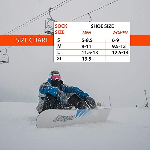 Pure Athlete Snowboard Socks - Comfortable Warm Outdoor Socks for Skiing and Snowboarding - Warm Board Socks, Ski Socks for Men and Women (Black-White-Blue, Medium)
