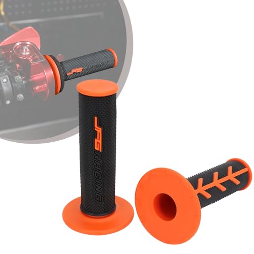 JFG RACING 1 Paire de Poignées Guidon Moto,Poignées Moto 22 mm/24 mm,Poignées Accelerateur Antidérapantes pour Pit Dirt Bike Motocross-Orange