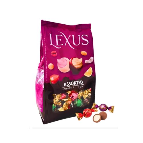 Lexus Bombones 1 kg – Aprox. 100 Unidades | Bombones Surtidos, con Relleno de Avellana, Fresa, Crema de Leche o estilo Dubai | Bombones de Chocolate con Leche (Variado)
