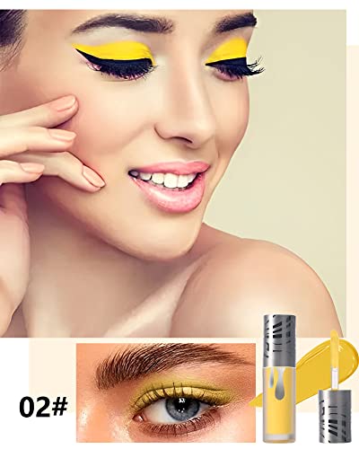 Lysdefeu Colored Liquid Matte Eyeshadow, Yellow High-Pigmented Smooth Cream Eyeshadow Stick, Lightweigh Quick-Drying Waterproof Long Lasting For Women Eye, Korean Colorful Makeup- 02# #TOP1