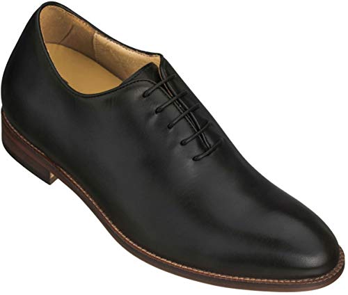 Image of TOTO Men's Invisible Height Increasing Elevator Shoes - Black Premium Leather Lace-up Formal Oxfords - 2.6 Inches Taller - S3001 - Size 8 D(M) US