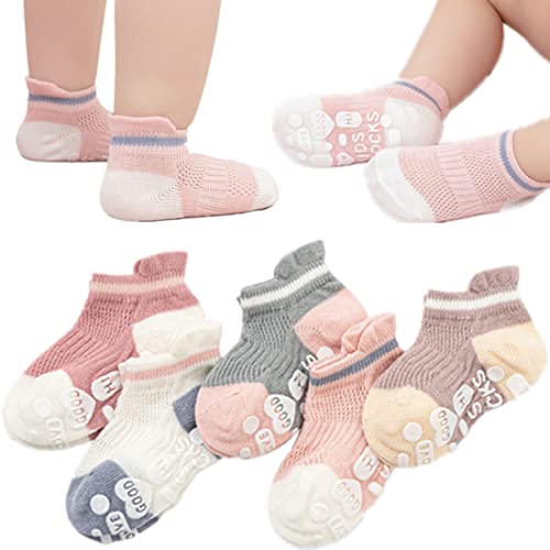 Baby Grip Socks Toddler Non Slip Thin Mesh Infant Pointelle Eyelet Socks Unisex Girl Boy No Show Floor Ankle Socks