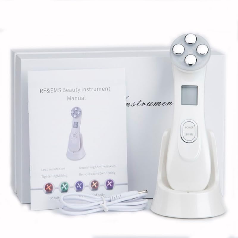 Facial & Neck Beauty Massager with LED Light & Gentle Warming – Rechargeable Skincare Massage Device with Adjustable Modes
