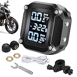 Derwrtup Motorrad Reifendruck Überwachungssystem | LCD Anzeige Reifen Detektor | Wasserdichter Reifendruck-Alarm mit außenliegendem Sensor | Für Straßensicherheit, Motorradfahren, Pendeln Und Touren