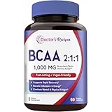 Doctor's Recipes BCAA 1000 mg, 2:1:1 Ratio, L-Leucine, L-lsoleucine, L-Valine, Branched Chain Amino Acids, Fast Recovery, Endurance, Energy, Vegan, 60 Capsules
