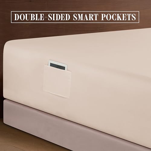 Elegant Comfort Luxurious 1500 Premium Hotel Quality Microfiber 4-Piece Sheet Set, 18-24 Inches Deep - Extra Deep Pocket Sheets - Ultra Soft 4PC Deep Pocket Sheets, King, Cream