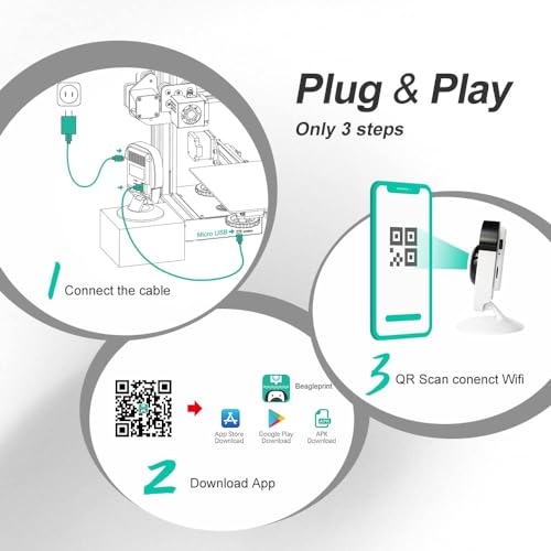 Miniatura 5 de Mintion Cámara Beagle Para Impresora 3d, Plug Play, Monitoreo Remoto, Video De Lapso De Tiempo De Generación Automática, Soporte Para Pc App, Con Tarjeta Micro Sd De 32g, Conexión Wifi