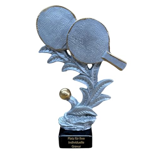 eberin – Copa de tenis de mesa de 25 cm de resina con base de mármol – Noble trofeo para clubes y torneos – Premio de alta calidad con grabado – Se entrega montado