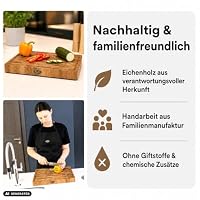 B4K® 40х30х4cm Küchenbrett aus Eiche Stirnholz | Antibakterielles Hirnholzbrett mit Griffen, Silikonfüßen und Saftrille | Stirnholz Schneidebrett | Hackblock – Ansicht 6