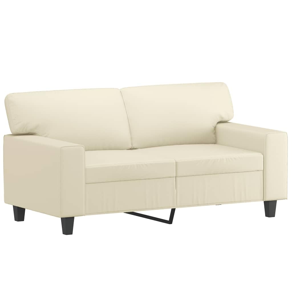 Canapé 2 places en cuir synthétique crème 120 cm avec coussin décoratif moderne pour salon - Canapé polyvalent - Canapé convertible confortable