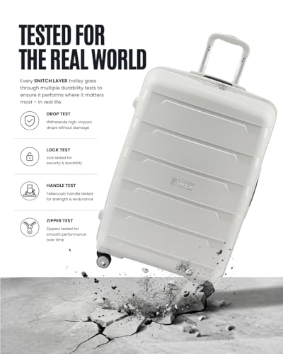 Image of SNITCH Layer 3Pc Set Light Grey Polypropylene Hard Travel Suitcase - Suitcase for Travel Set of 3 & Luggage with 8 Wheels, Premium Lock, Wet & Dry Pouch & Free Shoe Bag
