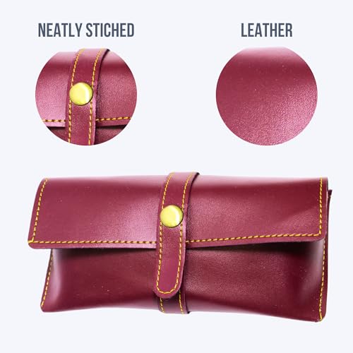 Image of Personalized Leather Goggle Cover | Custom Name | Unisex Faux Leather Eyewear Case with Button Closure | Travel-Friendly & Durable Sunglasses Holder for Men & Women