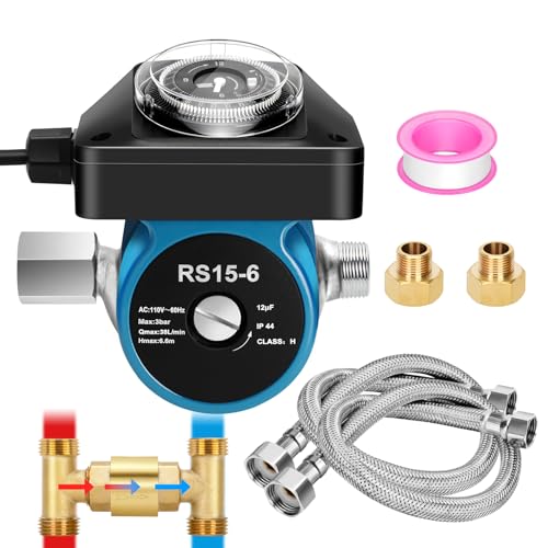 Instant Hot Water Recirculating Pump Kit for Tank Water Heaters, programmable circulator pump with 100% Pure Brass Sensor Valve,DIY Installation for Tank Water Heaters