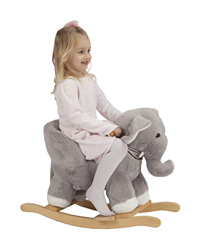 ROCK MY BABY Baby Rocking Horse Elephant with Chair, Plush Stuffed Rocking Animals,Wooden Rocking Toy Horse, Baby Rocker, Animal Ride on, Home Decor, for Girls and Boys (Gray Elephant) - Thumbnail 4