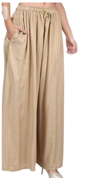 Women’s Girls Rayon Beige Flayer Pocket Palazzo Women’s Girls Rayon Beige Flayer Pocket Palazzo