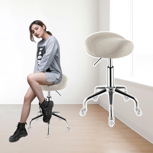 Siège-selle ergonomique blanc pour studios de tatouage et maison - 2