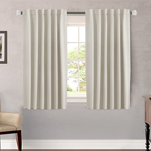 Image of H.VERSAILTEX Light Reducing Curtains Thermal Insulated Window Treatment Panels Room Darkening Privacy Assured Drapes for Living Room Back Tab /Rod Pocket Bedroom Drapes 2 Panels, Ivory - 52 x 54 Inch