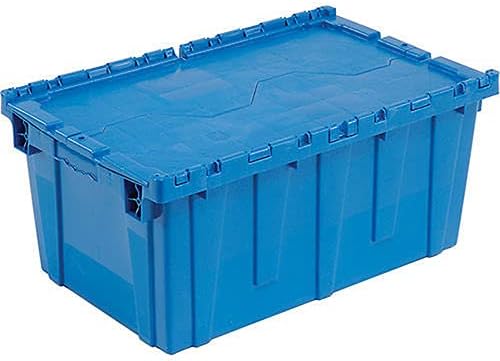 Plastic Attached Lid Shipping & Storage Container, 25-1/4x16-1/4x13-3/4, Blue