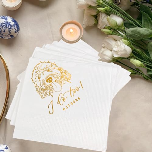 Luxury Illustrated Dog Wedding Napkins Evamall Style 2