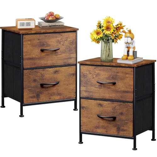 La Mejor Lista de Buro de Recamara - los preferidos. 41 FURRIFIC Buros para recamara-2 Piezas, Burós Mesa de Noche con 2 cajones, Organizador de Tela para vestidor para Dormitorio, Armario, Pasillo, guardería, Mesa Auxiliar, Mueble...