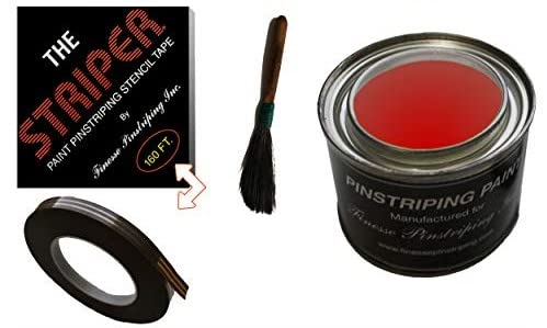 Finesse Pinstriping, Inc. Automotive Pinstriping KIT - Stencil/Brush/Paint - Pinstripe Your Car/Truck Results: 1/16 inch Stripe, 1/8 inch Space, 1/16 inch Stripe (Red, 42 Foot roll)