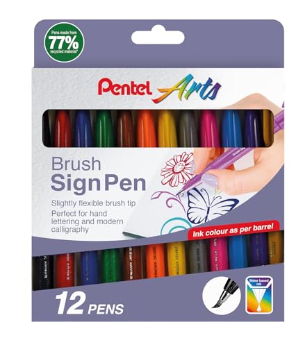 Pentel Brush Sign Pen 12pc Wallet