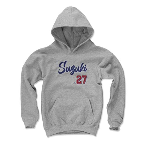 500 LEVEL Seiya Suzuki Youth Sweatshirt (Youth Hoodie, X-Large, Gray) - Seiya Suzuki Chicago Script