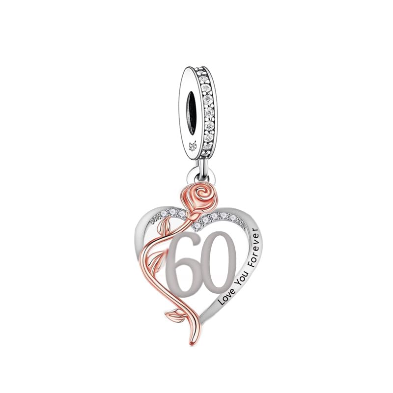 Colgante de plata 925 y oro rosa pulido para pulsera Pandora