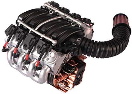 TANGON V8 Engine Radiator, with Motor Sink Radiator Cooling Fan Heat Dissipation RC Simulation Accessories for 1/10th Scale Traxxas TRX4 D90 D110 D130 SCX10 (red)