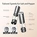 ThermoMaven Upgraded Larger Capacity Electric Salt and Pepper Grinder Set, 110ml Rechargeable Salt and Pepper Shaker with LED light, Stainless Steel Automatic Pepper Mill with 6 Adjustable Coarseness