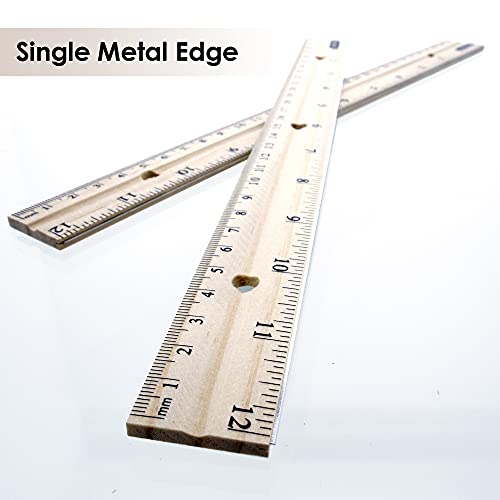 BAZIC Wooden Ruler 12" (30cm), Singel Metal Edge, Inches Centimeter Metric Measuring Drafting Rulers, for Students School Supplies (3/Pack), 1-Pack - Image 5