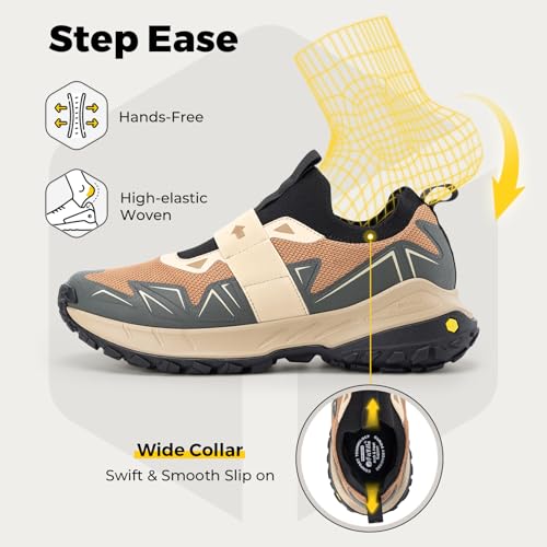 Image of FitVille Men's Extra Wide Slip On Shoes Comfortable Orthopedic Hiking Sneakers with Arch Support Slip Resistant Trekking Walking Shoes for Travel Camping