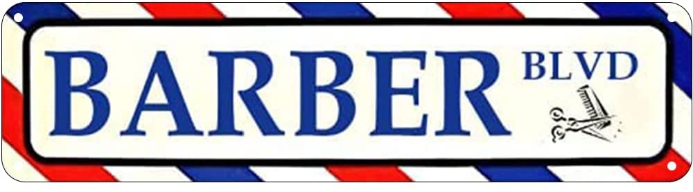 Barber BLVD Retro Tin Signs Aluminum Metal Sign for Kitchen Home Garden Wall Bar Cafe Decor 4x16 Inch