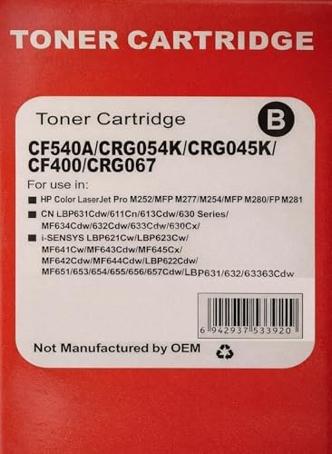 HP CF540A (203A) ve Canon CRG-054, Canon CRG-067 Uyumlu Muadil Toner, Yüksek Baskı Kalitesi, Uzun Ömürlü, Çipli, Lazer Yazıcı Kartuşu, Ofis Ev Okul İçin, Profesyonel Kalite (Siyah) - Görsel 3
