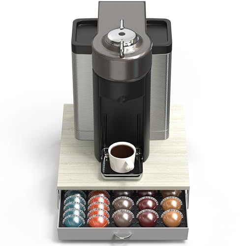 Image of Deco Brothers Vertuo Pod Holder Drawer, Fits 30 Large or 60 Small Capsules | Compatible with Nespresso Pods, Maple