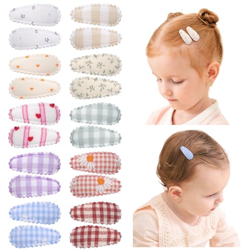 Lot de 20 barrettes à cheveux et pinces à cheveux pour bébé fille à imprimé floral de 3,8 cm - Barrettes antidérapantes et accessoires de cheveux pour bébé - Cheveux fins - Couleur neutre