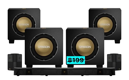 Nakamichi Dragon 11.4.6 Ch Surround System w Dolby Atmos/DTS:X Pro (Pro Cinema Engine), HiFi AMTs, Quad Reference 12" Subs, Bipolar Surr, 6 Discrete Height Ch, 5500Watts Max Output. AVR Grade Soundbar