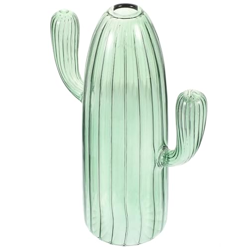 Jarrón de cactus de cristal verde Hemobllo con diseño simple artesanal 2