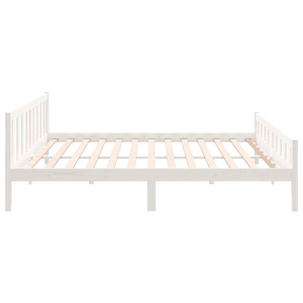 Legno Massello di Pino e Faggio Giroletto Bianco con Testiera 160x200 cm