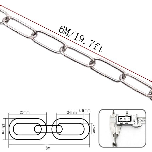 KAIISSA Stainless Steel Chain, Strong, Heavy Duty, Welded Links for Hanging Fences Walking Dogs, Swivel, Drying Laundry - Image 2