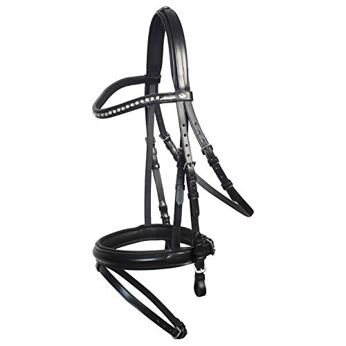 Berlin Neo Snaffle Bridle Cob en cuir noir de qualité supérieure