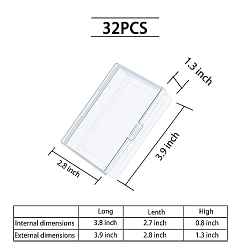 32Pcs Playing Card Case Plastic Card Case Playing Card Deck Boxes Snaps Closed Trading Card Case Card Storage Organizer Clear Card Case Empty Plastic Storage Box For Gaming Cards, 3.8X2.7X0.8 Inch #TOP1