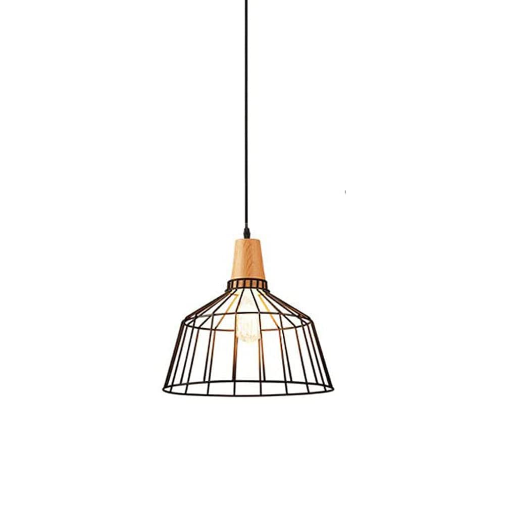 Lámpara industrial retro de hierro forjado y madera natural con cabezal único