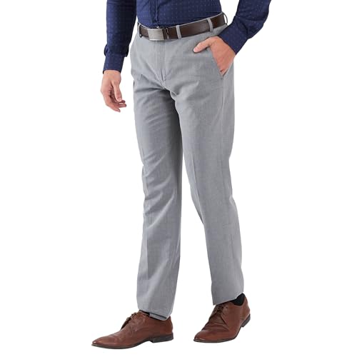 Image of Park Avenue Men's Regular Fit Mid Rise Solid Pattern Poly Viscose Blend Flat Front Formal Trouser